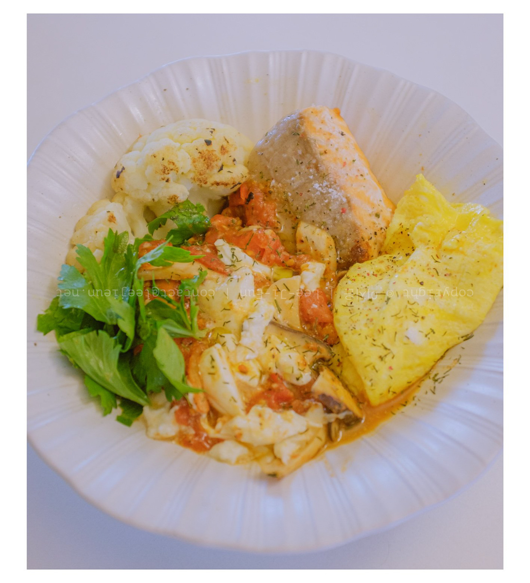 주식3. 1의 변주. 구운 흰야채와 토마토 볶음 추가